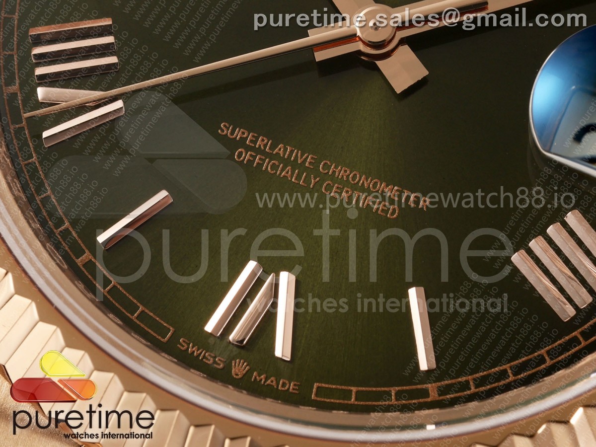 Day Date 40 RG CBDF 1:1 Best Edition Green Roman Dial on President Bracelet VR3255 (210g) - Image 4