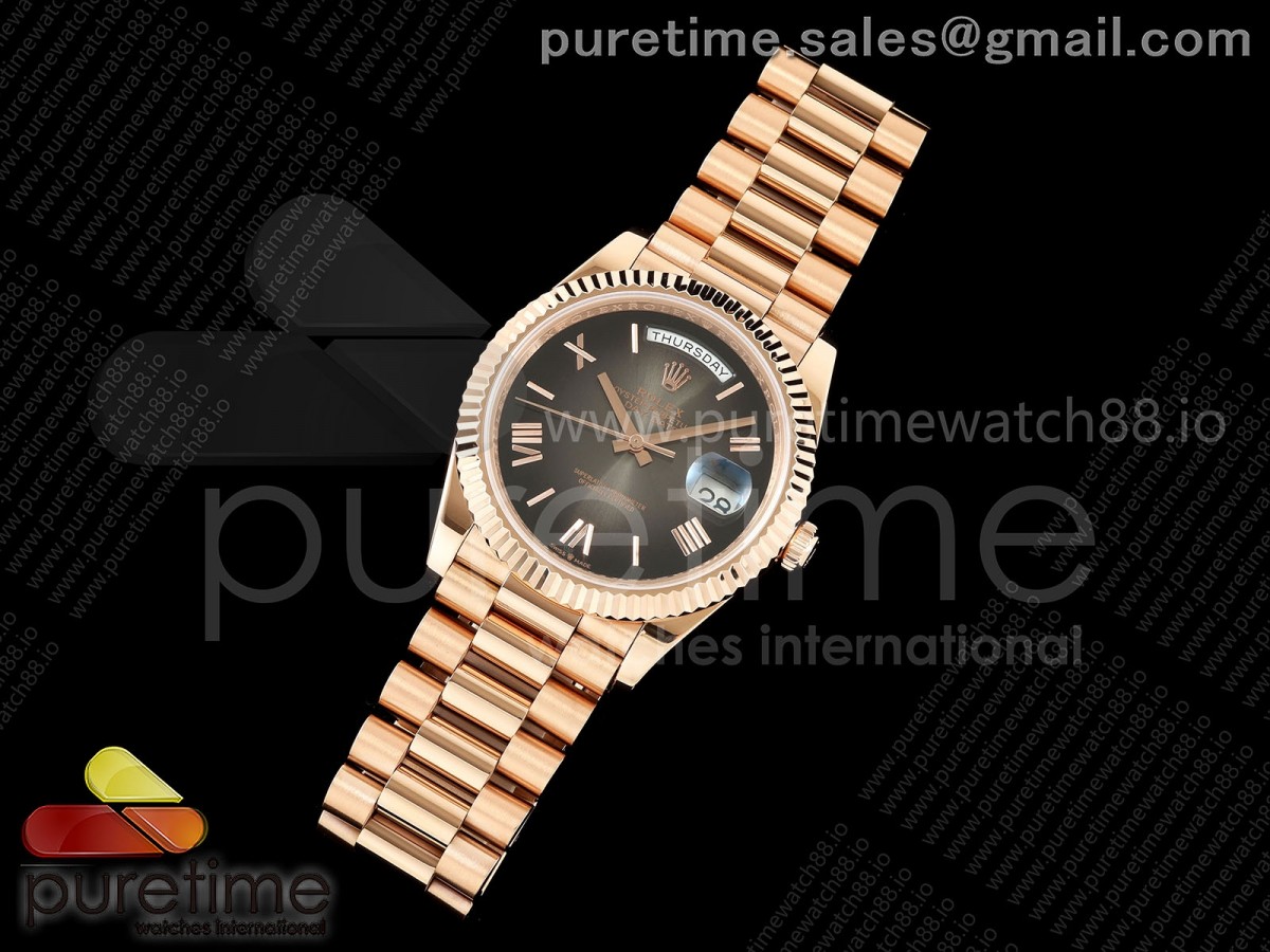 Day Date 40 RG CBDF 1:1 Best Edition Gray Roman Dial on President Bracelet VR3255 (210g)