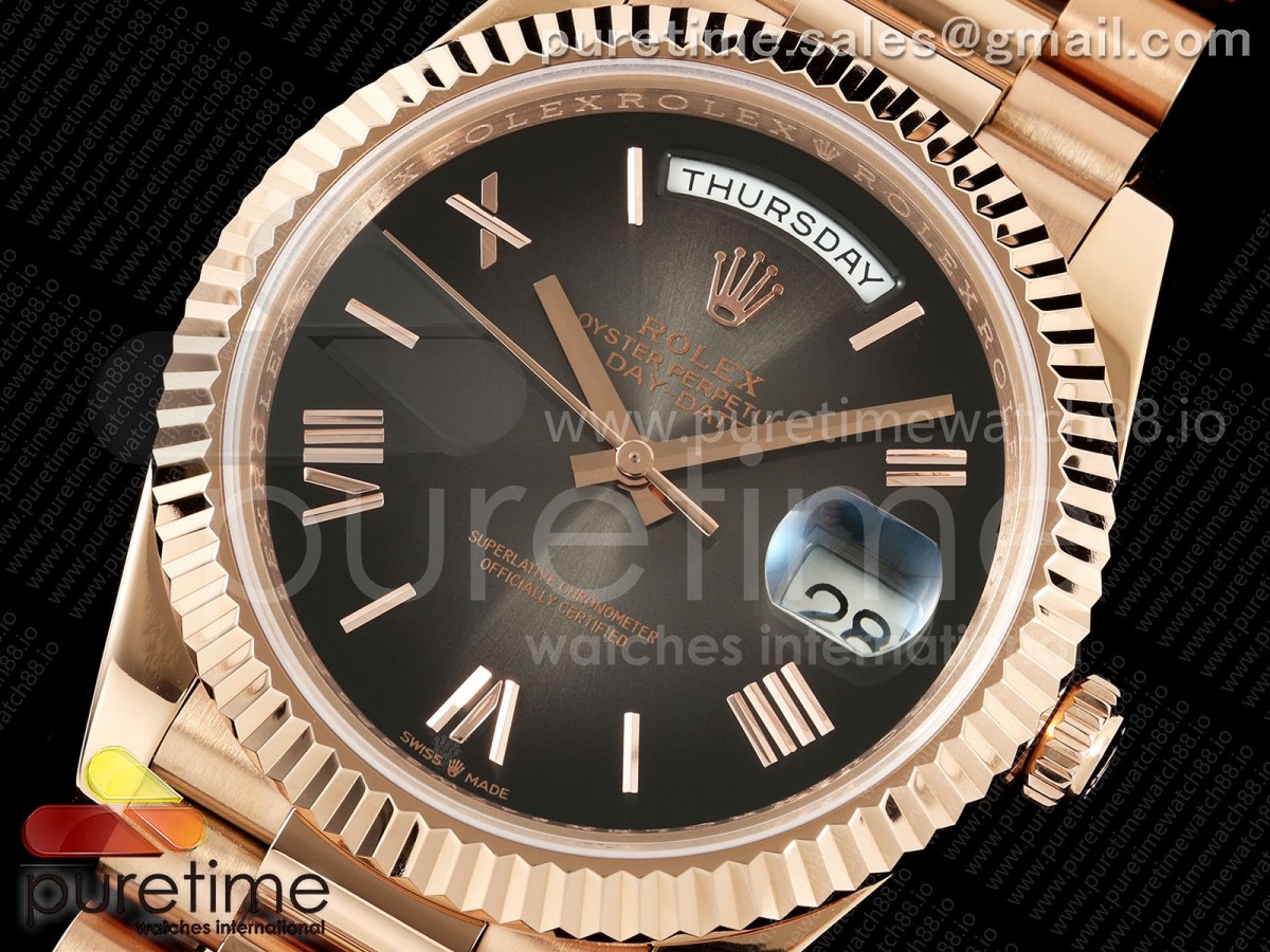 Day Date 40 RG CBDF 1:1 Best Edition Gray Roman Dial on President Bracelet VR3255 (210g) - Image 2