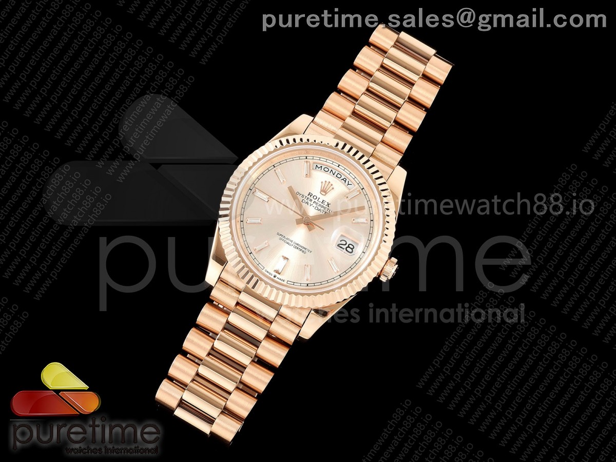 Day Date 40 RG CBDF 1:1 Best Edition RG Crystal Dial on President Bracelet VR3255 (210g)