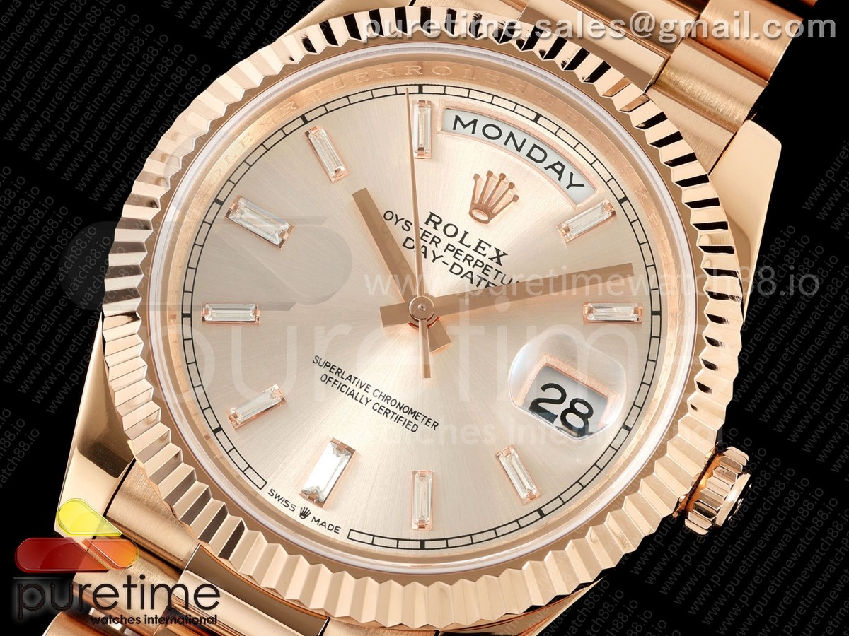 Day Date 40 RG CBDF 1:1 Best Edition RG Crystal Dial on President Bracelet VR3255 (210g) - Image 3