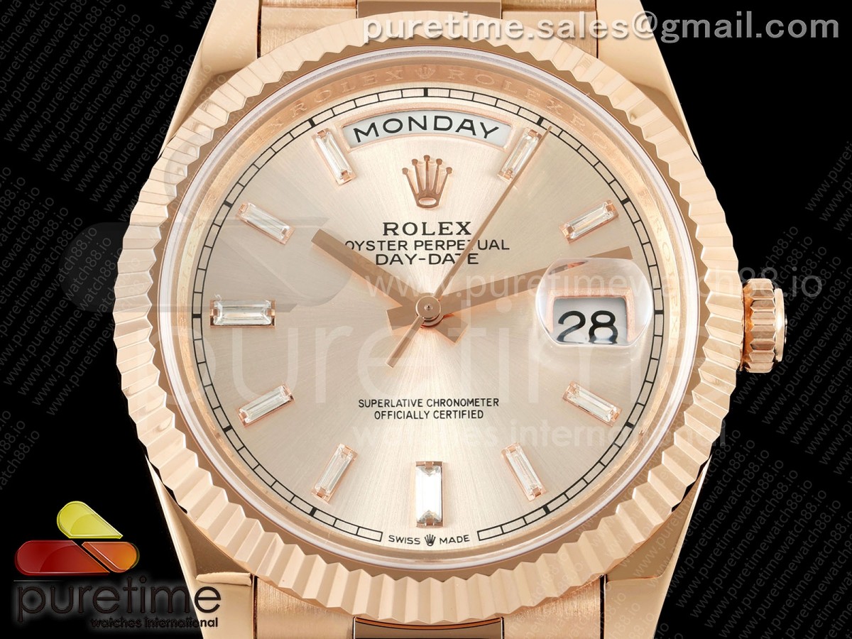 Day Date 40 RG CBDF 1:1 Best Edition RG Crystal Dial on President Bracelet VR3255 (210g) - Image 2
