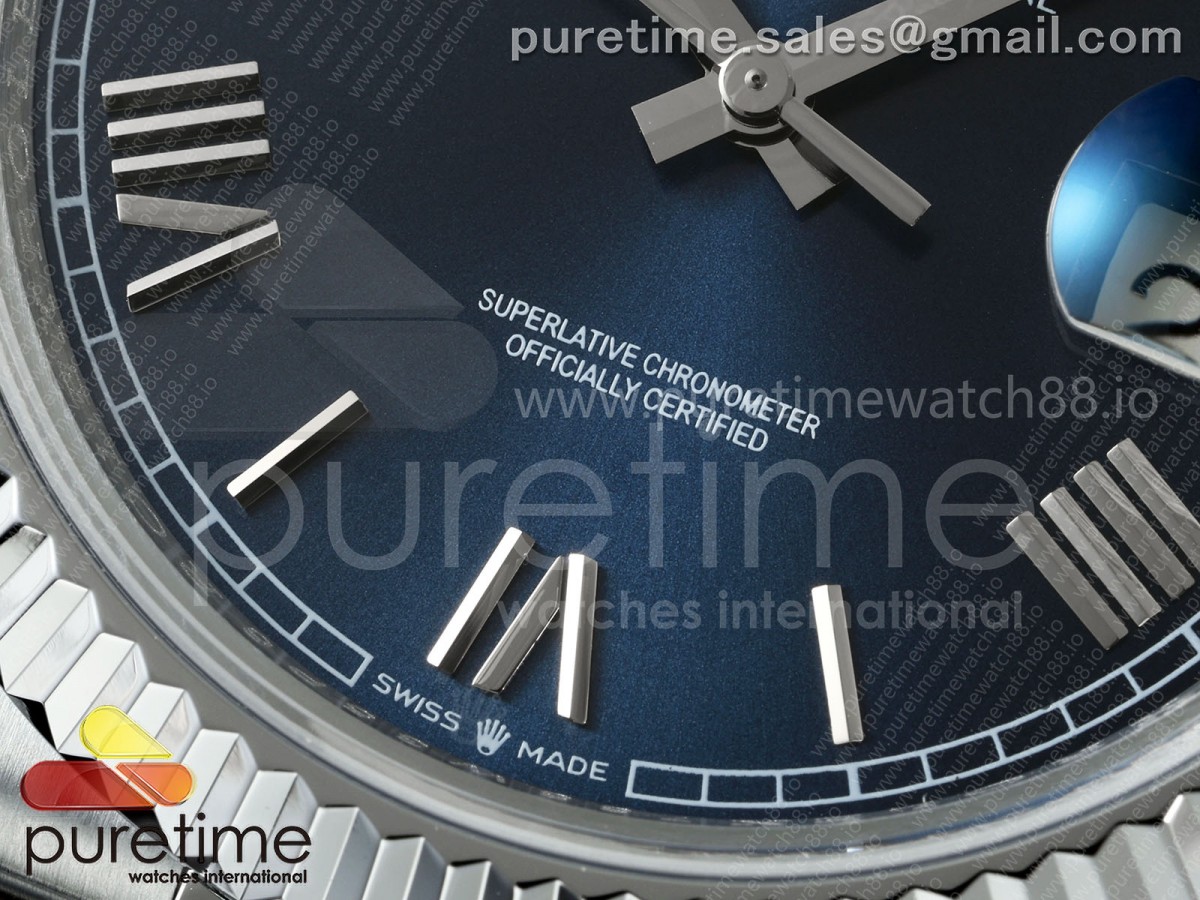 Day Date 40 SS CBDF 1:1 Best Edition Blue Roman Dial on President Bracelet VR3255 (210g) - Image 5