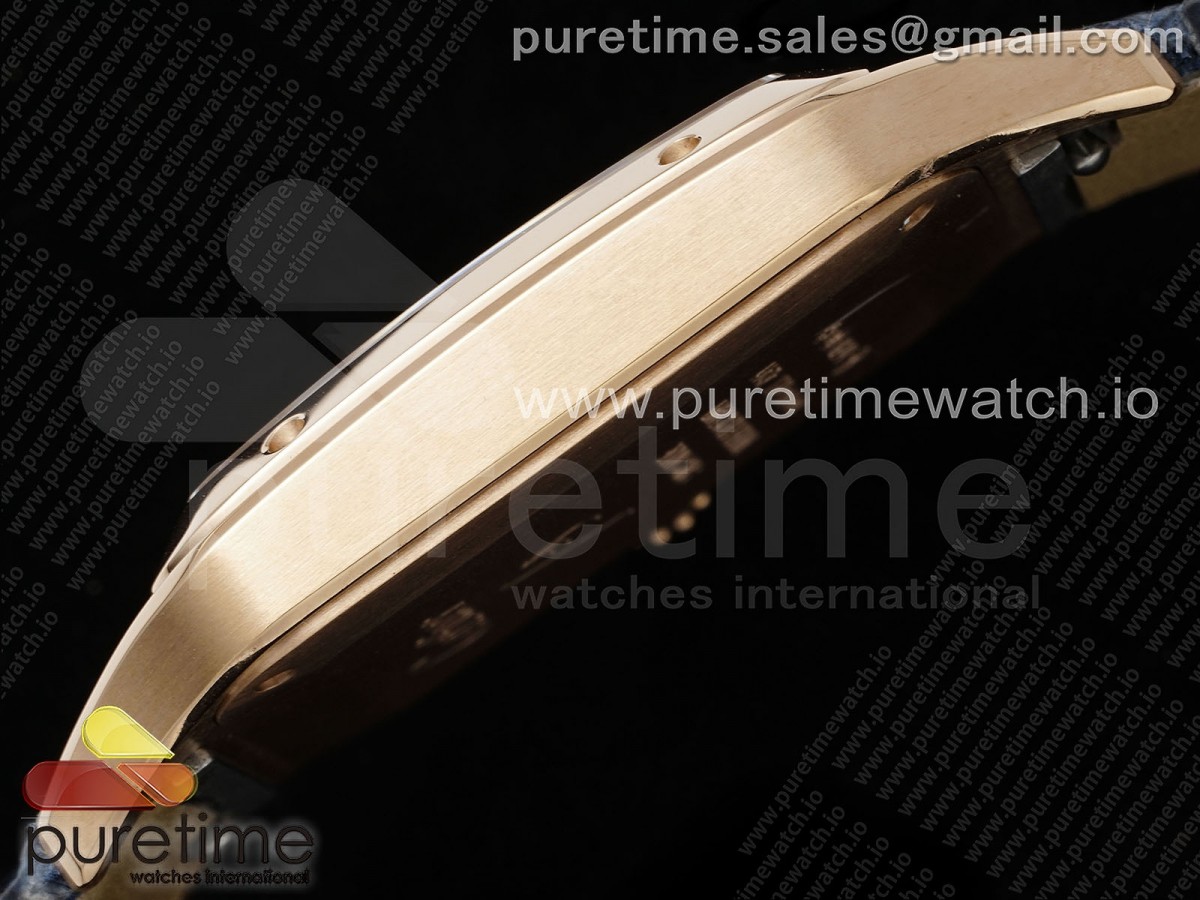 Santos Dumont 31.4mm YG AF 1:1 Best Edition Silver Dial on Blue Croco Strap - Image 9
