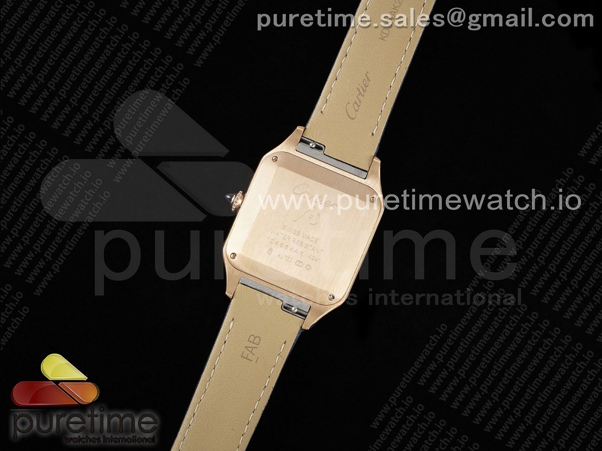 Santos Dumont 31.4mm YG AF 1:1 Best Edition Silver Dial on Blue Croco Strap - Image 15