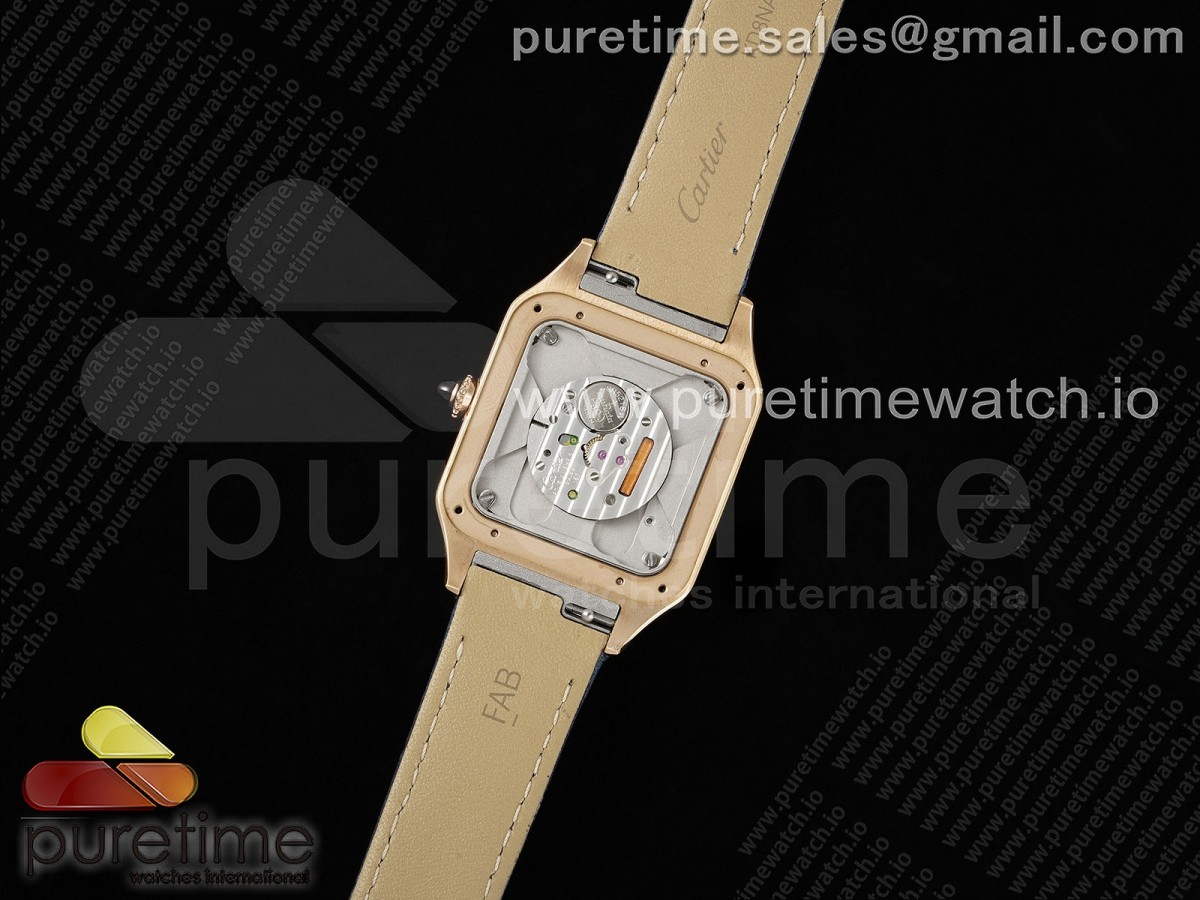 Santos Dumont 31.4mm YG AF 1:1 Best Edition Silver Dial on Blue Croco Strap - Image 14