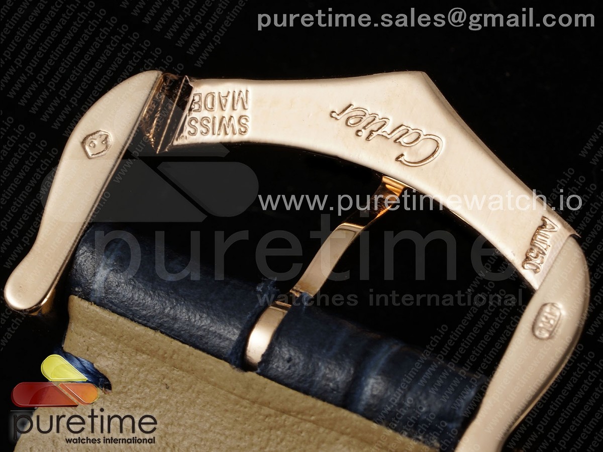 Santos Dumont 31.4mm YG AF 1:1 Best Edition Silver Dial on Blue Croco Strap - Image 21
