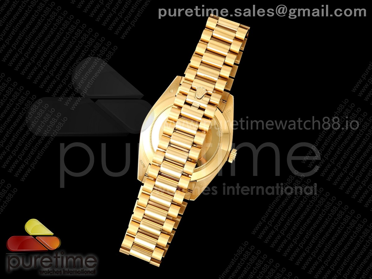 DayDate 36MM YG QF 1:1 Best Edition Black Stick Dial on President Bracelet A2836 V6 - Image 12