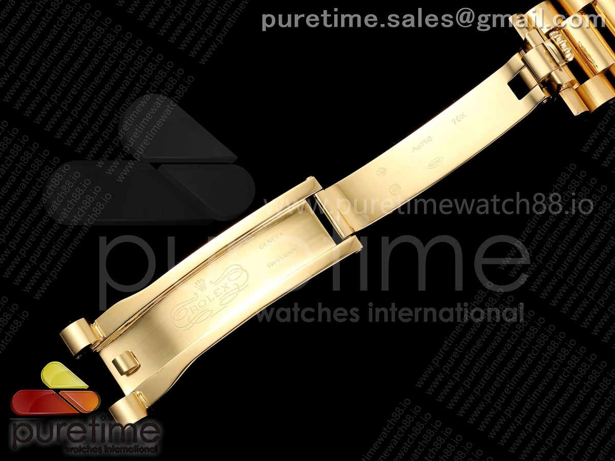 DayDate 36MM YG QF 1:1 Best Edition Black Stick Dial on President Bracelet A2836 V6 - Image 32