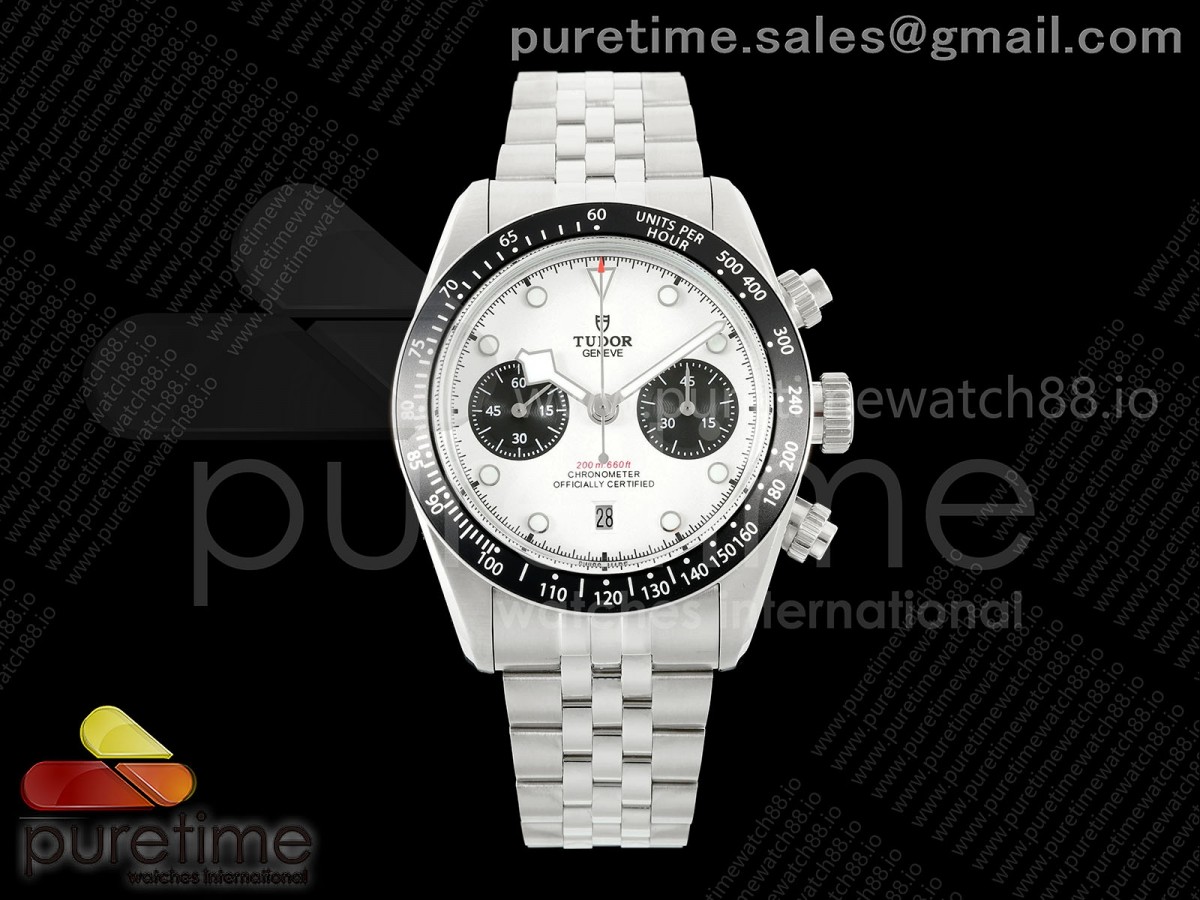 Black Bay Chrono SS BLSF 1:1 Best Edition White/Black Dial on Jubilee Strap A7750 - Image 8