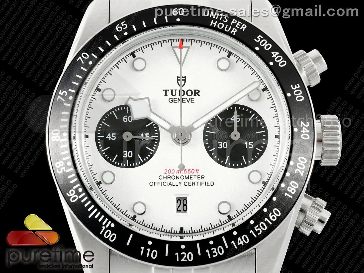 Black Bay Chrono SS BLSF 1:1 Best Edition White/Black Dial on Jubilee Strap A7750 - Image 9