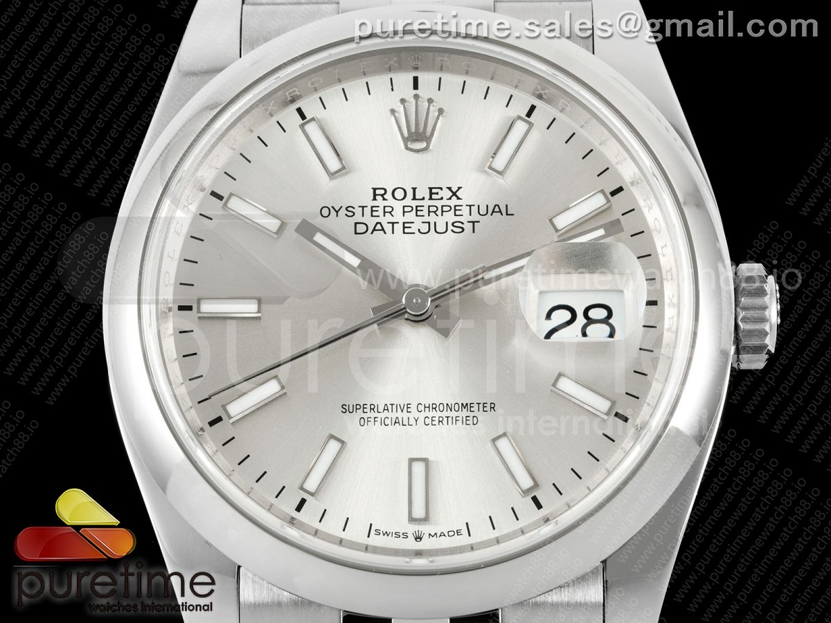 DateJust Ladies 28mm SS Polished Bezel VSF 1:1 Best Edition Silver Stick Roman Dial on Jubilee Bracelet VS3235 V2 - Image 2