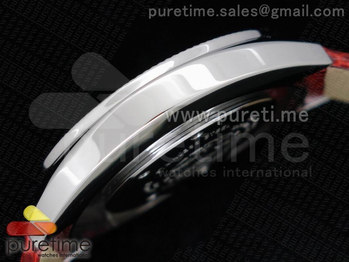 Destiny Spirit SS Color Crystal Bezel White MOP Dial on Red Leather Strap ETA Quartz