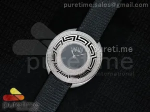 Destiny Spirit SS Black Dial on Black Leather Strap ETA Quartz