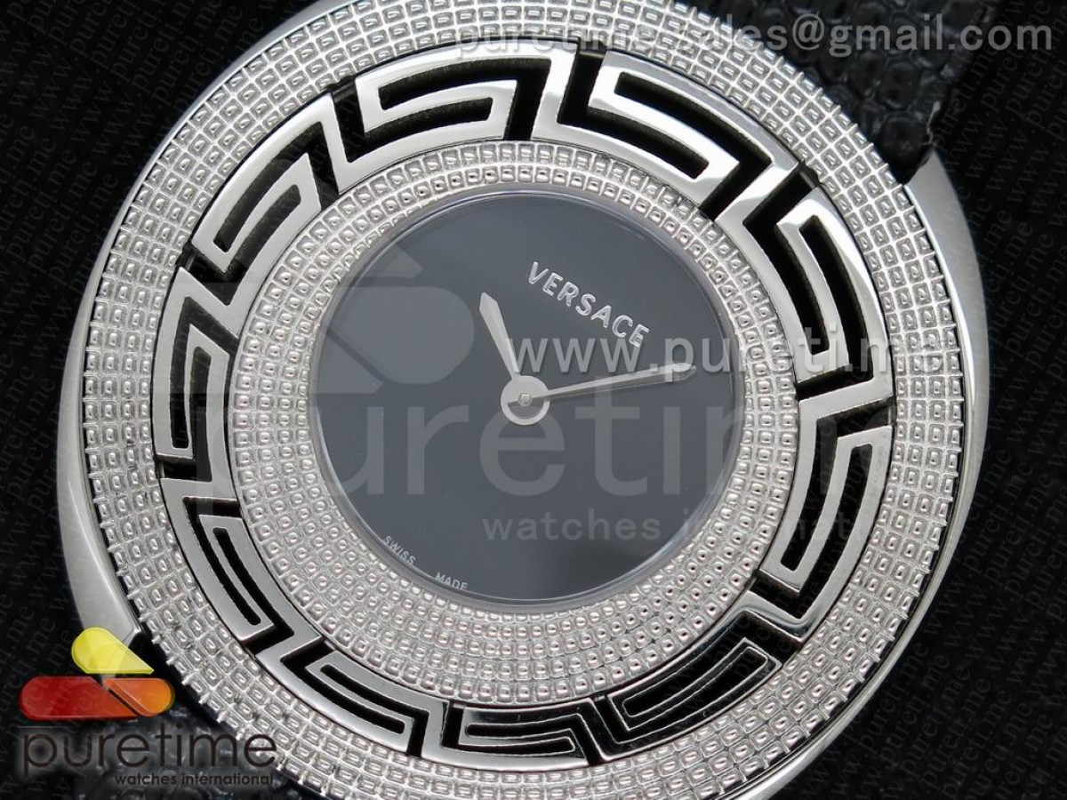 Destiny Spirit SS Black Dial on Black Leather Strap ETA Quartz
