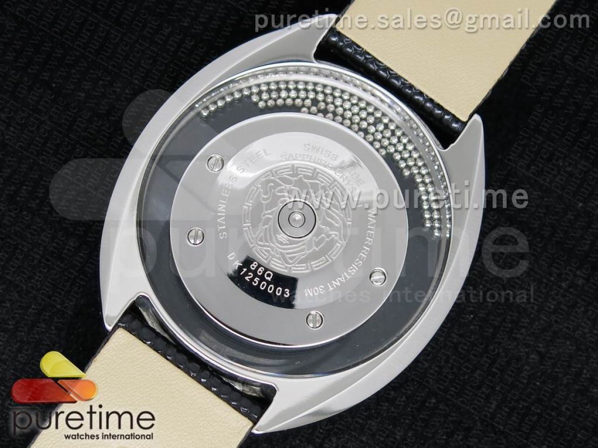 Destiny Spirit SS White MOP Split Dial on Black Leather Strap ETA Quartz