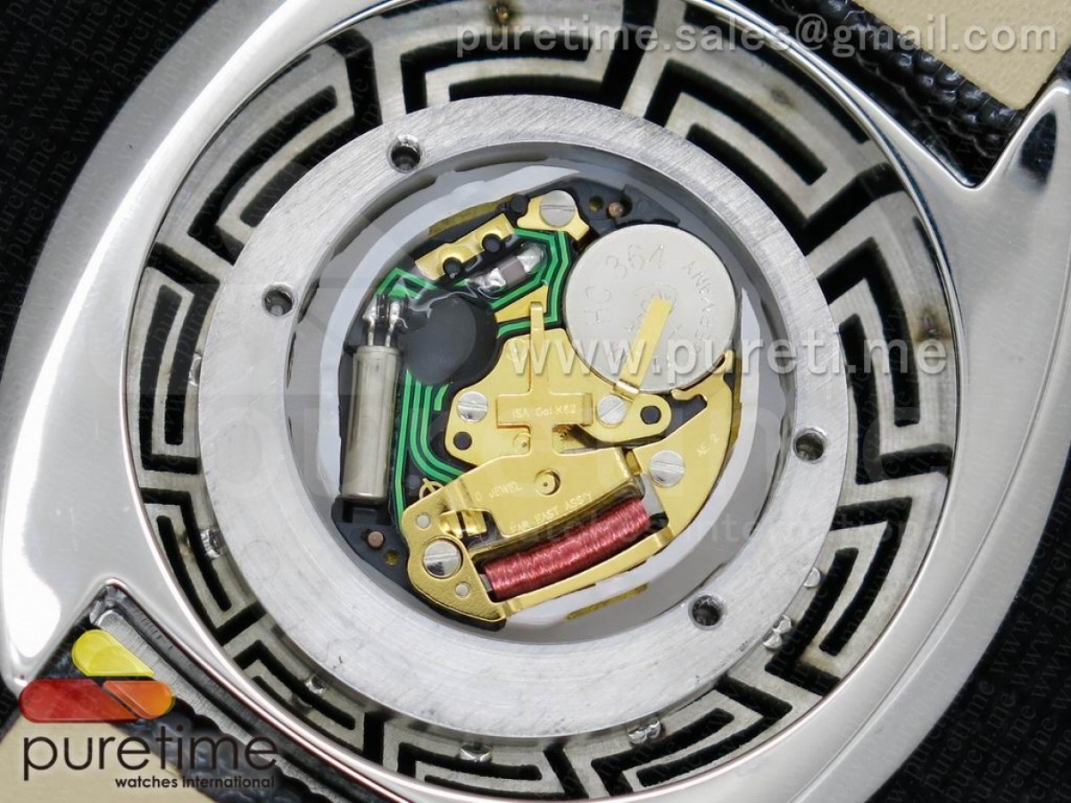Destiny Spirit SS White MOP Split Dial on Black Leather Strap ETA Quartz