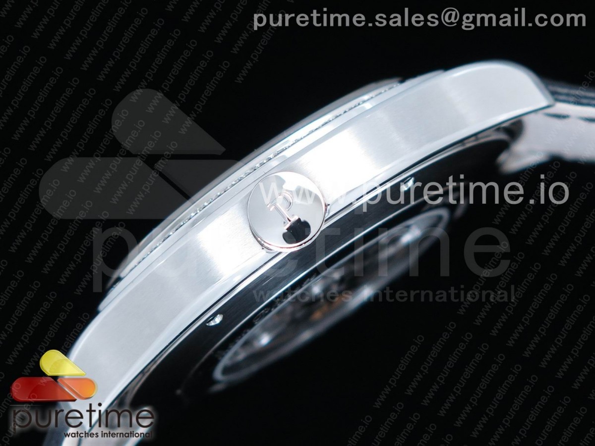 Emperador Coussin Moonphase Mythical Journey SS Diamonds Bezel on Black Leather Strap A860P
