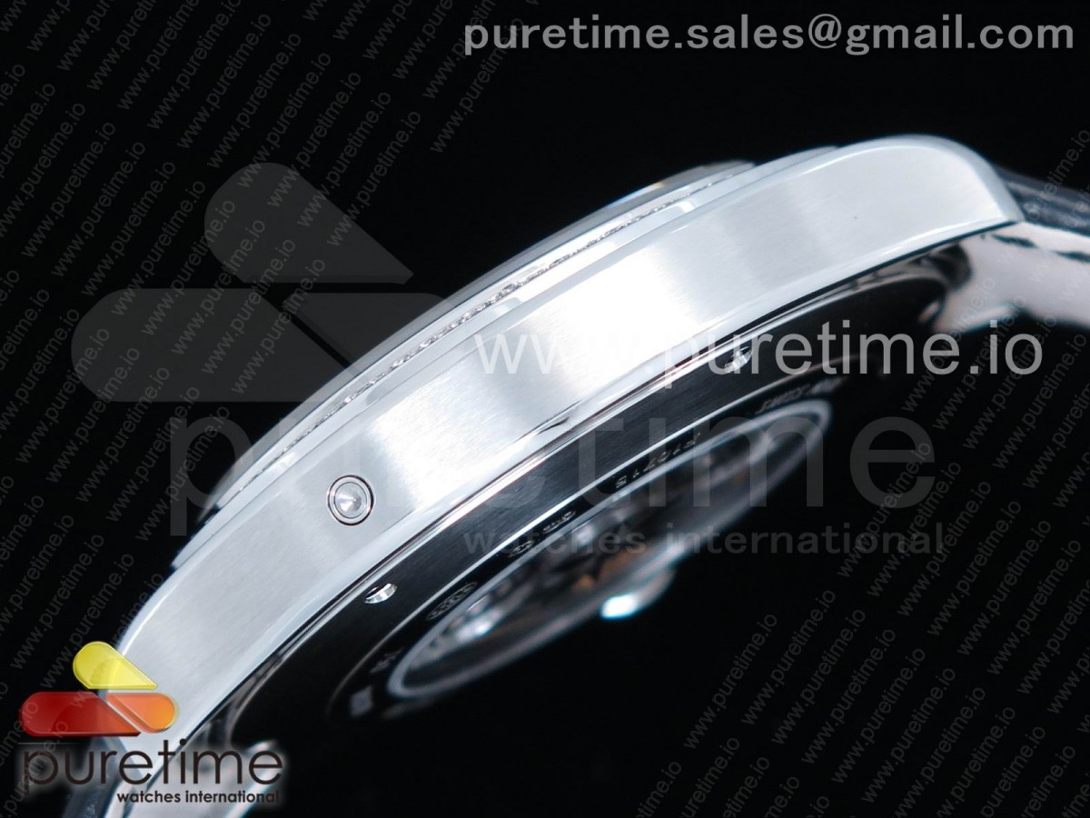 Emperador Coussin Moonphase Mythical Journey SS Diamonds Bezel on Black Leather Strap A860P