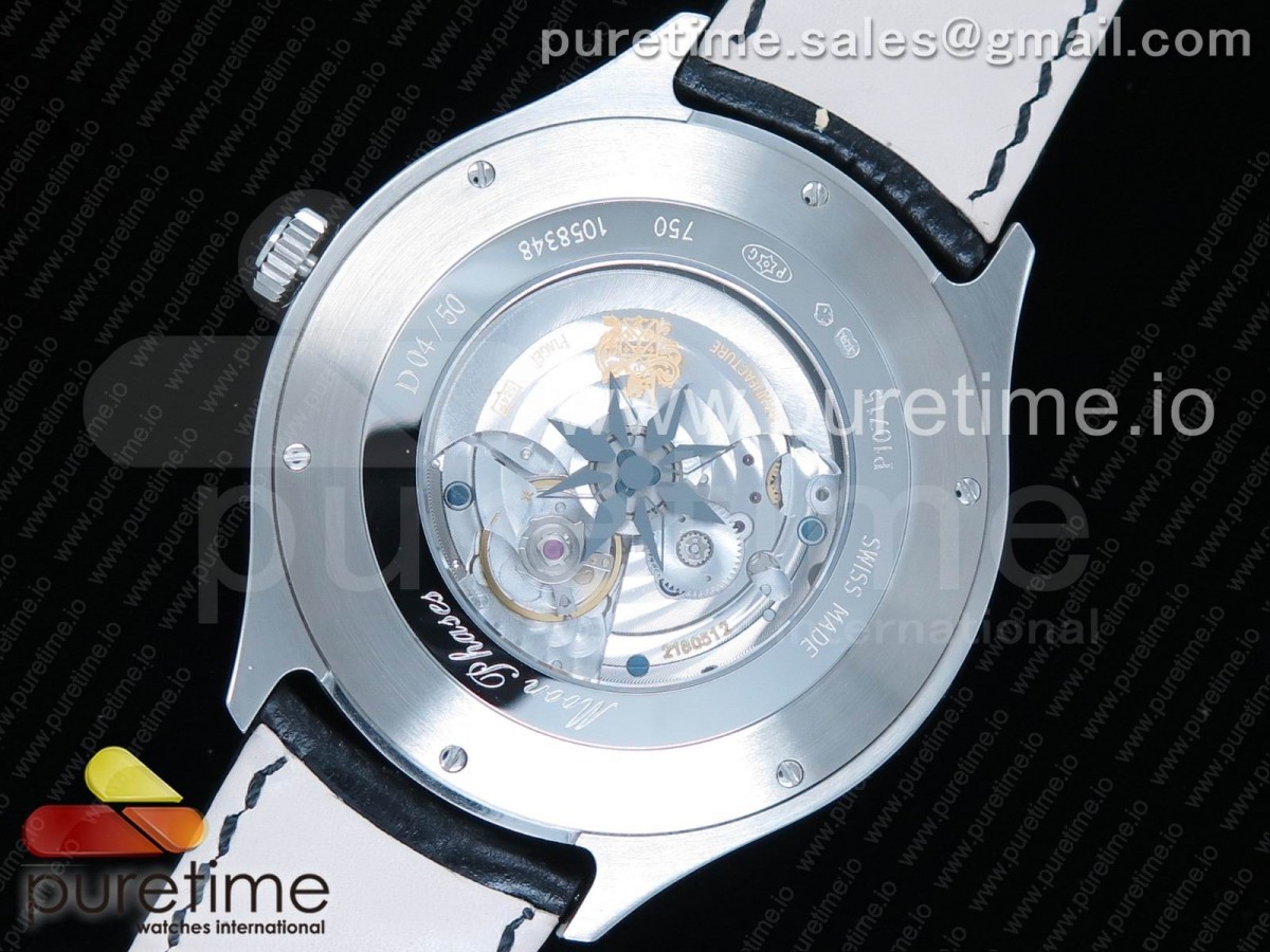 Emperador Coussin Moonphase Mythical Journey SS Diamonds Bezel on Black Leather Strap A860P