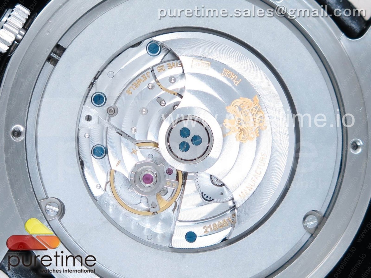 Emperador Coussin Moonphase Mythical Journey SS Diamonds Bezel on Black Leather Strap A860P