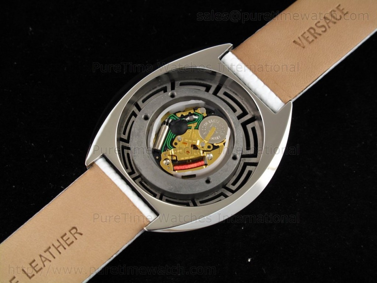 Destiny SS Diamond Bezel White Dial on White Leather Strap