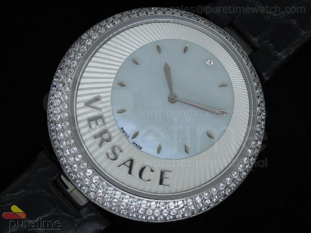 Perpetuelle SS MOP Dial on Black Leather Strap