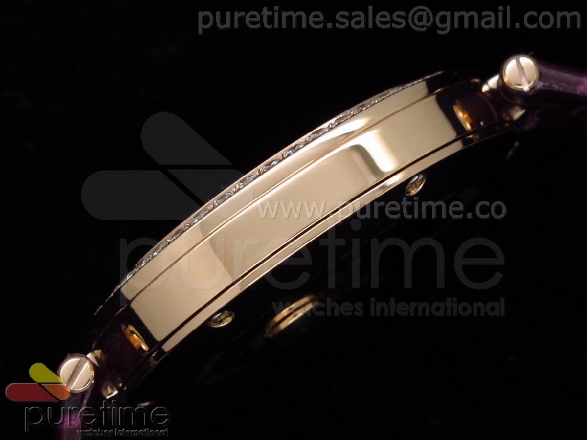 Limelight Phoenix RG White Dial Diamond Bezel on Purple Leather Strap Swiss Quartz