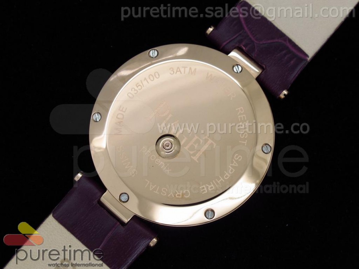 Limelight Phoenix RG White Dial Diamond Bezel on Purple Leather Strap Swiss Quartz