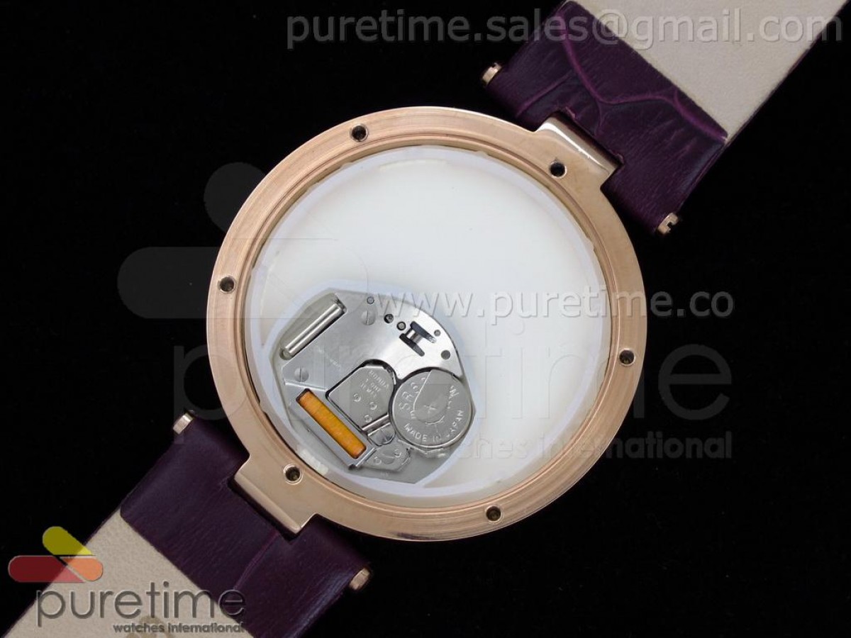 Limelight Phoenix RG White Dial Diamond Bezel on Purple Leather Strap Swiss Quartz