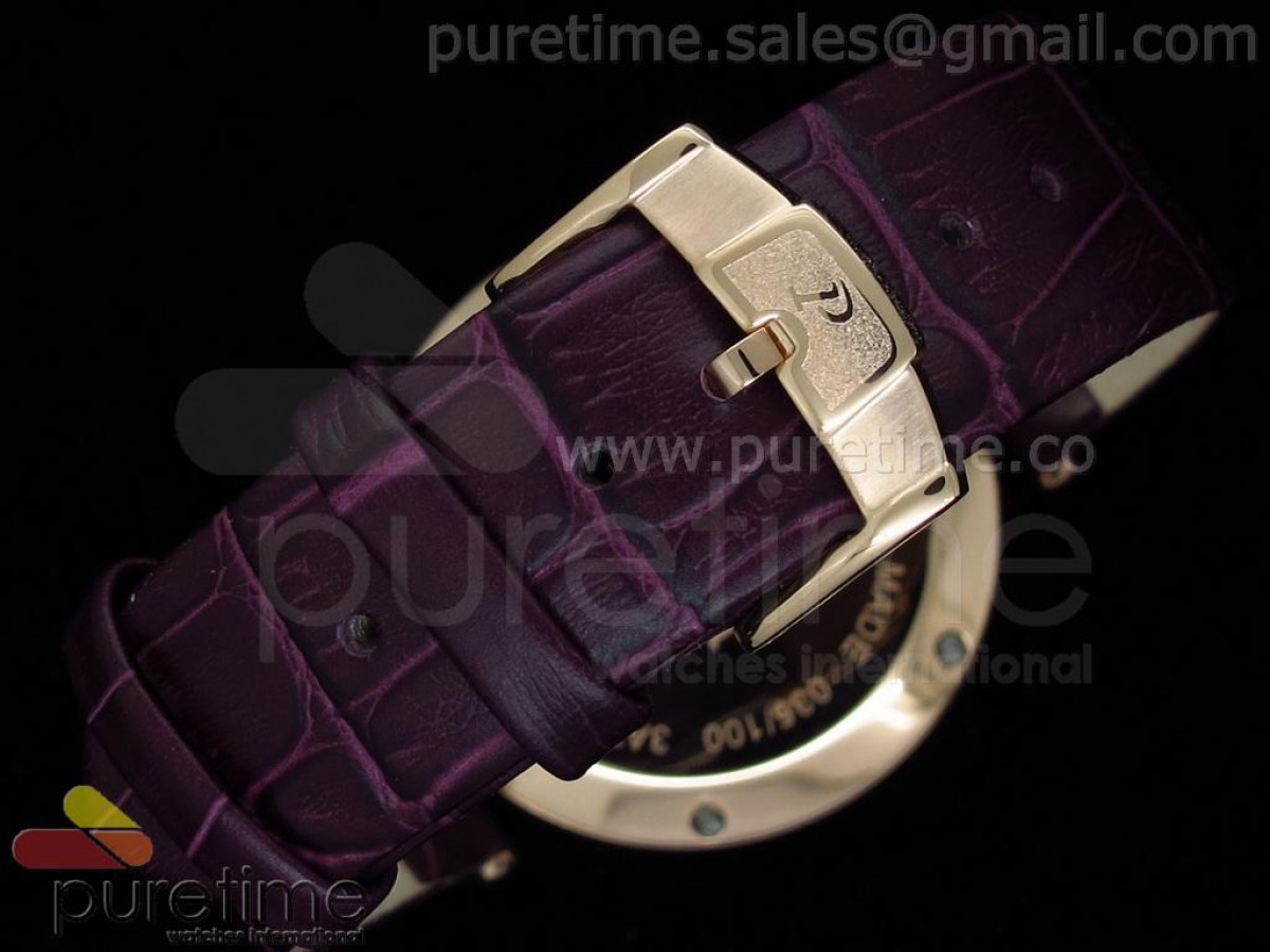 Limelight Phoenix RG White Dial Diamond Bezel on Purple Leather Strap Swiss Quartz