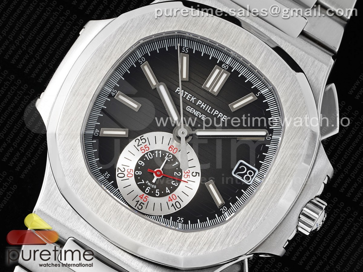Nautilus 5980 SS PPF Black Dial on SS Bracelet A28-520