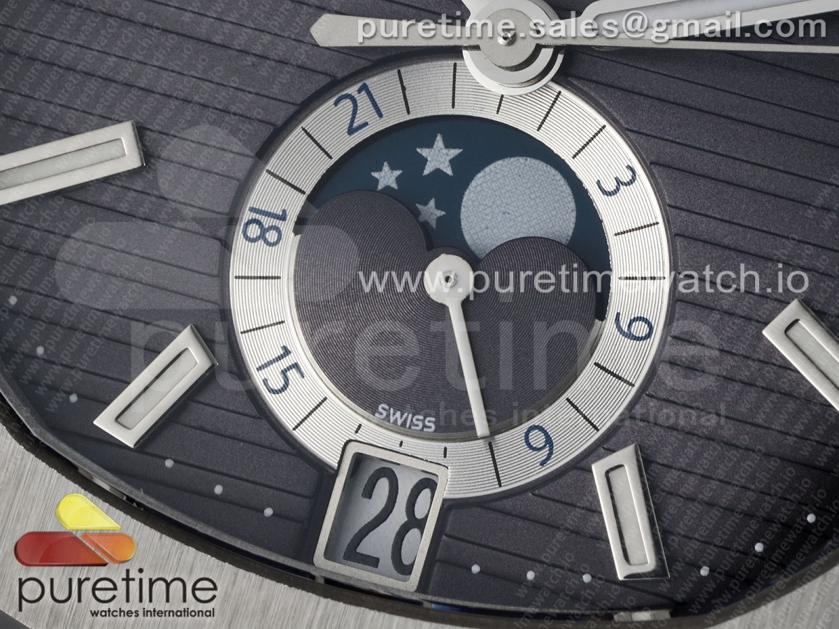Nautilus 5726 Complicated SS PPF Gray Textured Dial on Black Rubber Strap A324