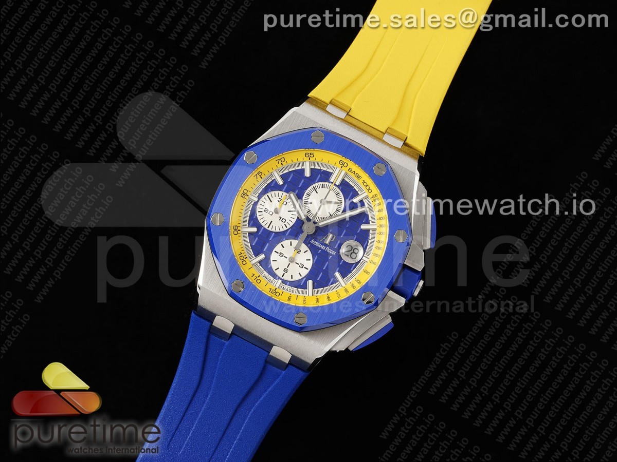 Royal Oak Offshore 44mm Blue Ceramic Bezel APF Blue/Yellow Dial on Blue/Yellow Rubber Strap A3126 V2