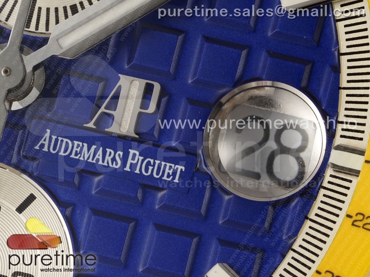 Royal Oak Offshore 44mm Blue Ceramic Bezel APF Blue/Yellow Dial on Blue/Yellow Rubber Strap A3126 V2