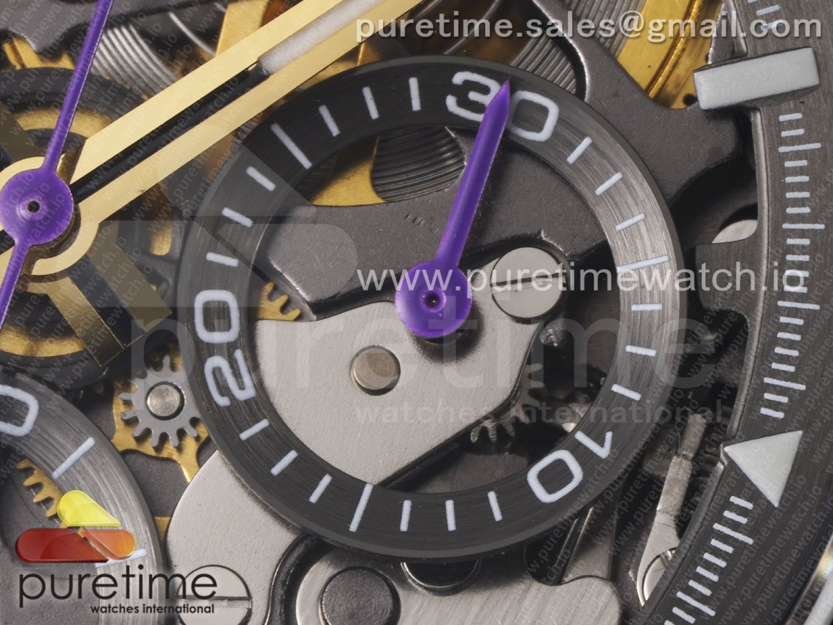 Blaken Daytona PVD Ceramic Bezel GETF Skeleton Purple Dial on Purple Rubber Strap SA4130