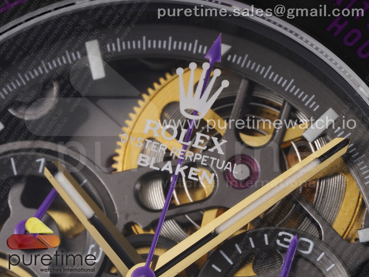 Blaken Daytona PVD Ceramic Bezel GETF Skeleton Purple Dial on Purple Rubber Strap SA4130