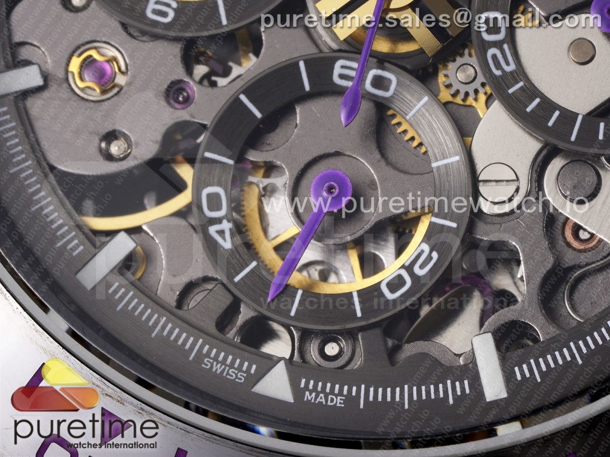 Blaken Daytona PVD Ceramic Bezel GETF Skeleton Purple Dial on Purple Rubber Strap SA4130