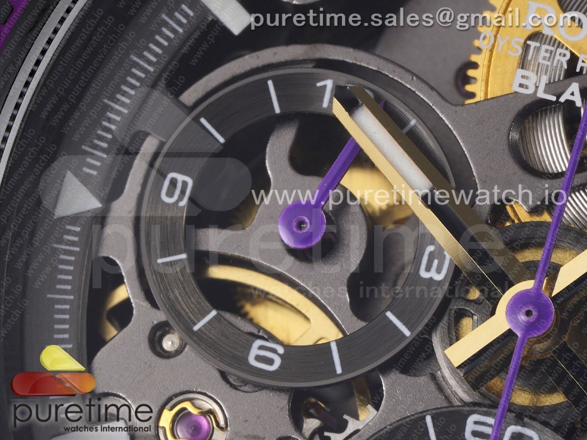 Blaken Daytona PVD Ceramic Bezel GETF Skeleton Purple Dial on Purple Rubber Strap SA4130