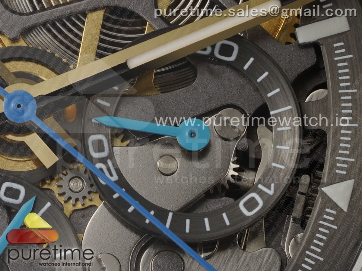 Blaken Daytona PVD Ceramic Bezel GETF Skeleton Cyan Dial on Cyan Rubber Strap SA4130