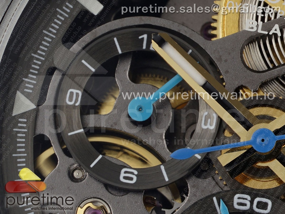 Blaken Daytona PVD Ceramic Bezel GETF Skeleton Cyan Dial on Cyan Rubber Strap SA4130