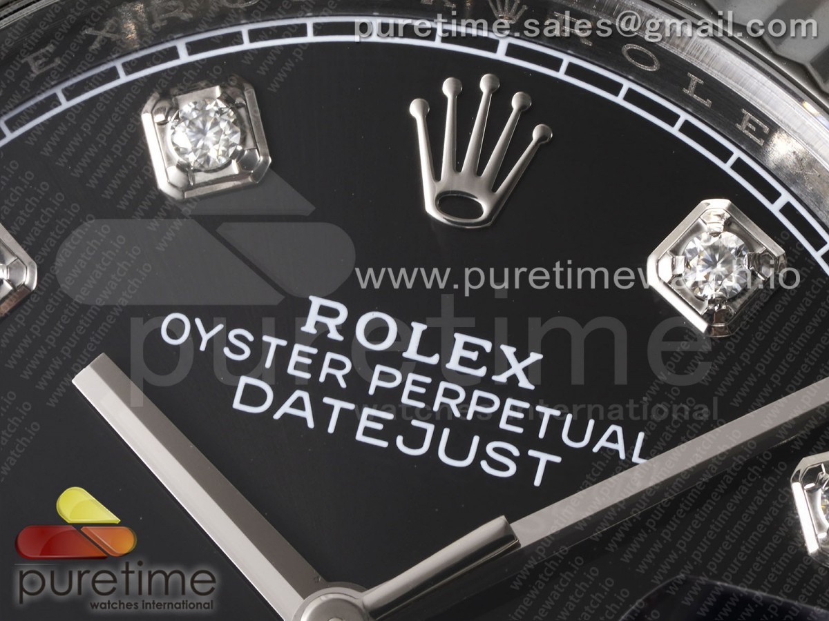 DateJust 36 126234 Clean 904L Steel Black Diamonds Dial on Jubilee Bracelet VR3235
