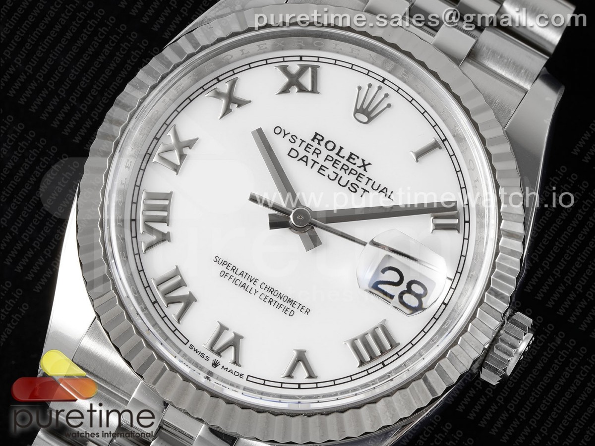DateJust 36 126234 Clean 904L Steel White Roman Dial on Jubilee Bracelet VR3235