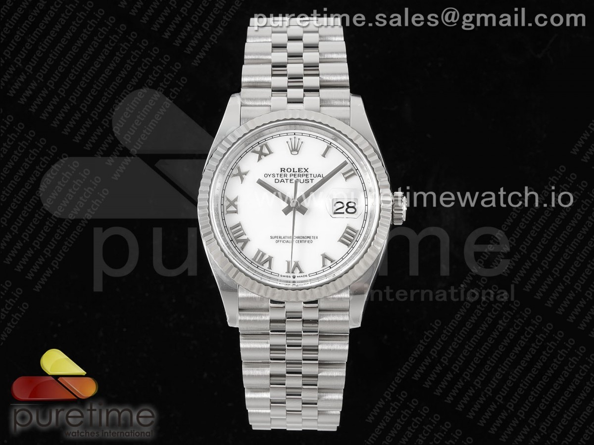 DateJust 36 126234 Clean 904L Steel White Roman Dial on Jubilee Bracelet VR3235