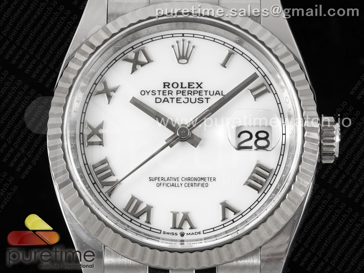 DateJust 36 126234 Clean 904L Steel White Roman Dial on Jubilee Bracelet VR3235