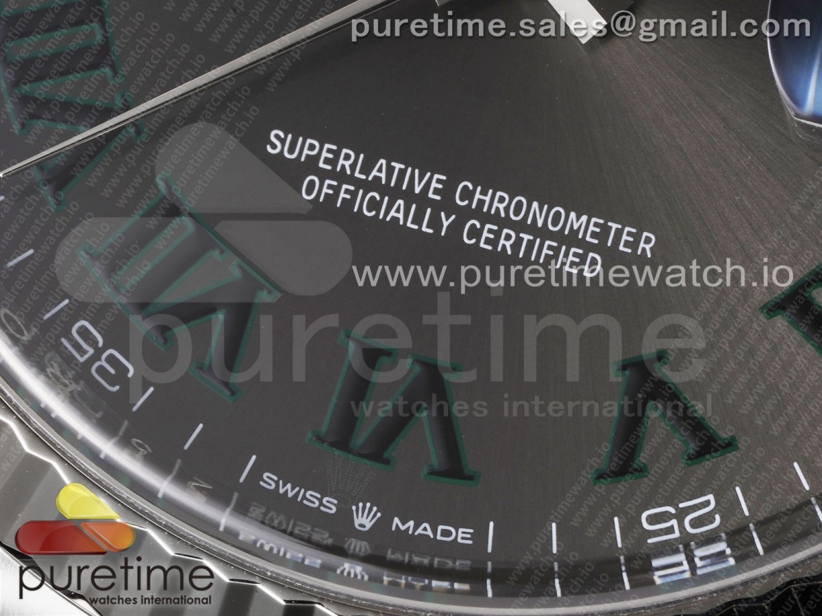 DateJust 36 126234 Clean 904L Steel Gray Dial Green Roman Markers on Jubilee Bracelet VR3235