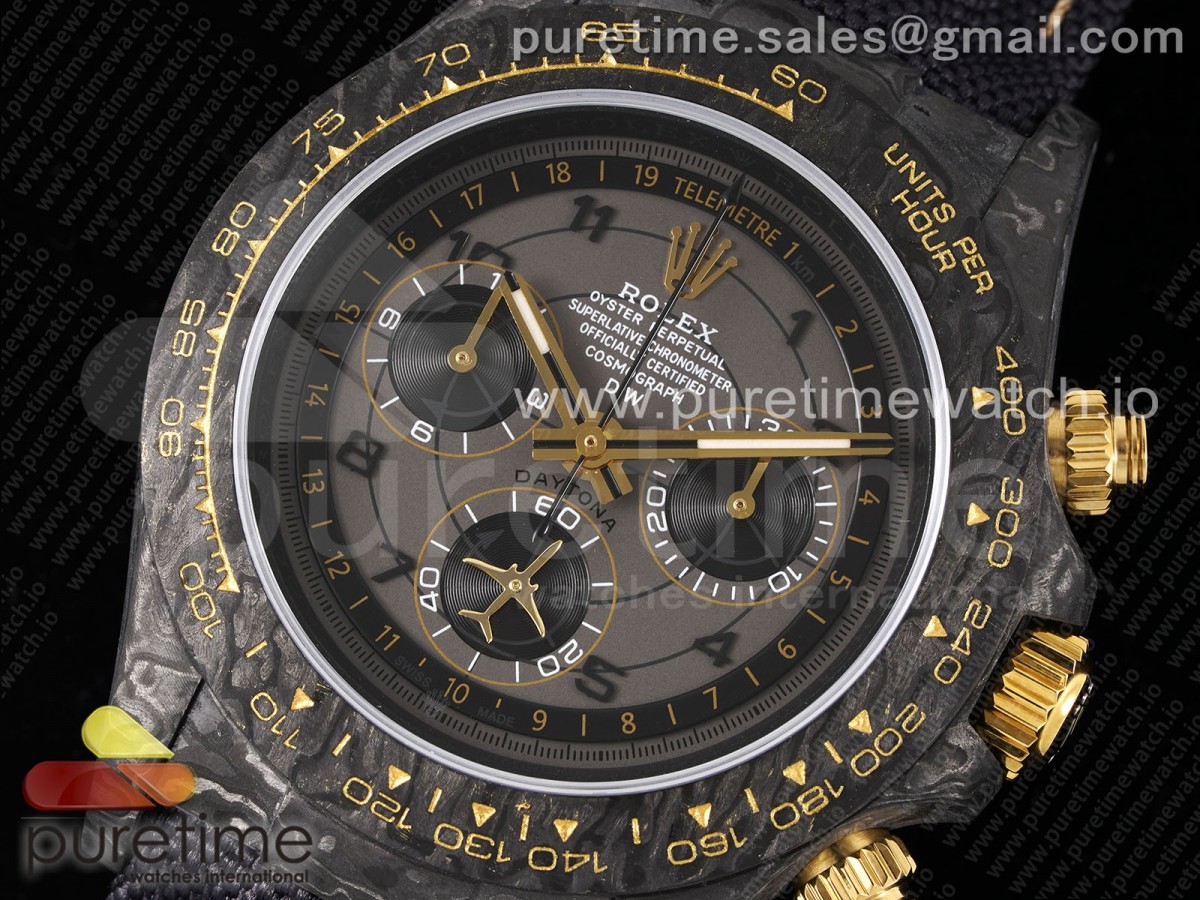 Daytona DIW Carbon Case and Bezel DIWF Edition Gray Plane Dial on Black Nylon Strap A7750