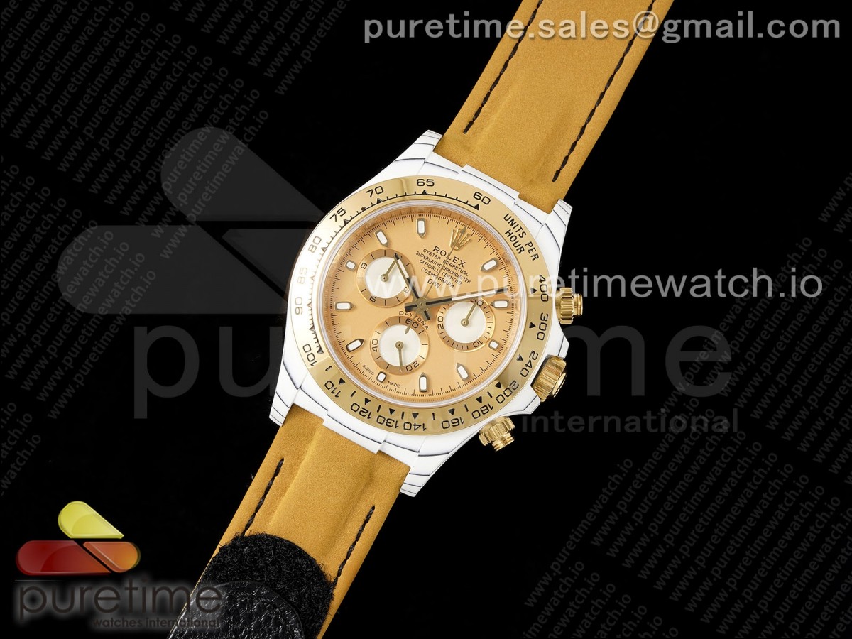 Daytona DIW White Carbon Case YG Bezel DIWF Edition YG Dial on Brown Leather Strap A7750