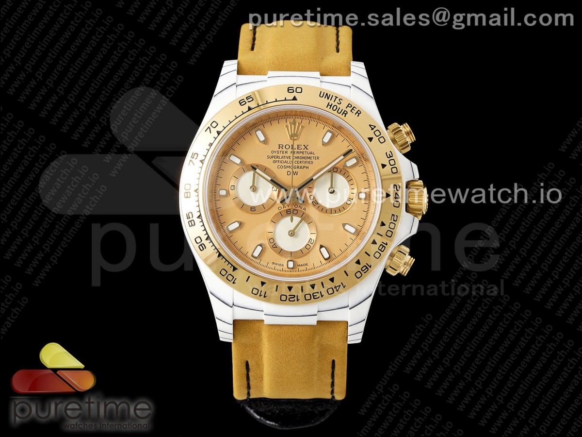 Daytona DIW White Carbon Case YG Bezel DIWF Edition YG Dial on Brown Leather Strap A7750