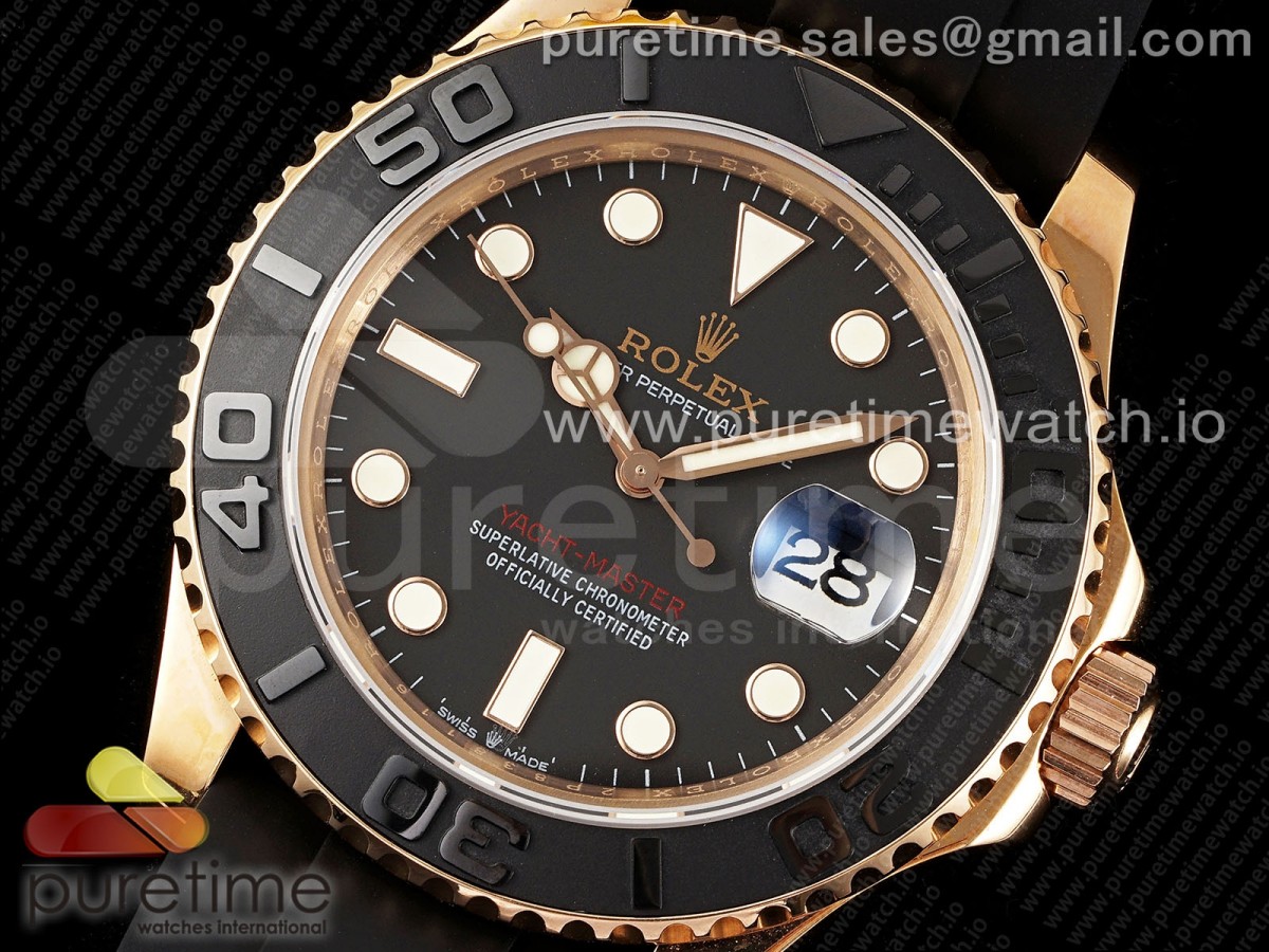 Yacht-Master 126655 RG APSF Black Dial on Black Rubber Strap A3235